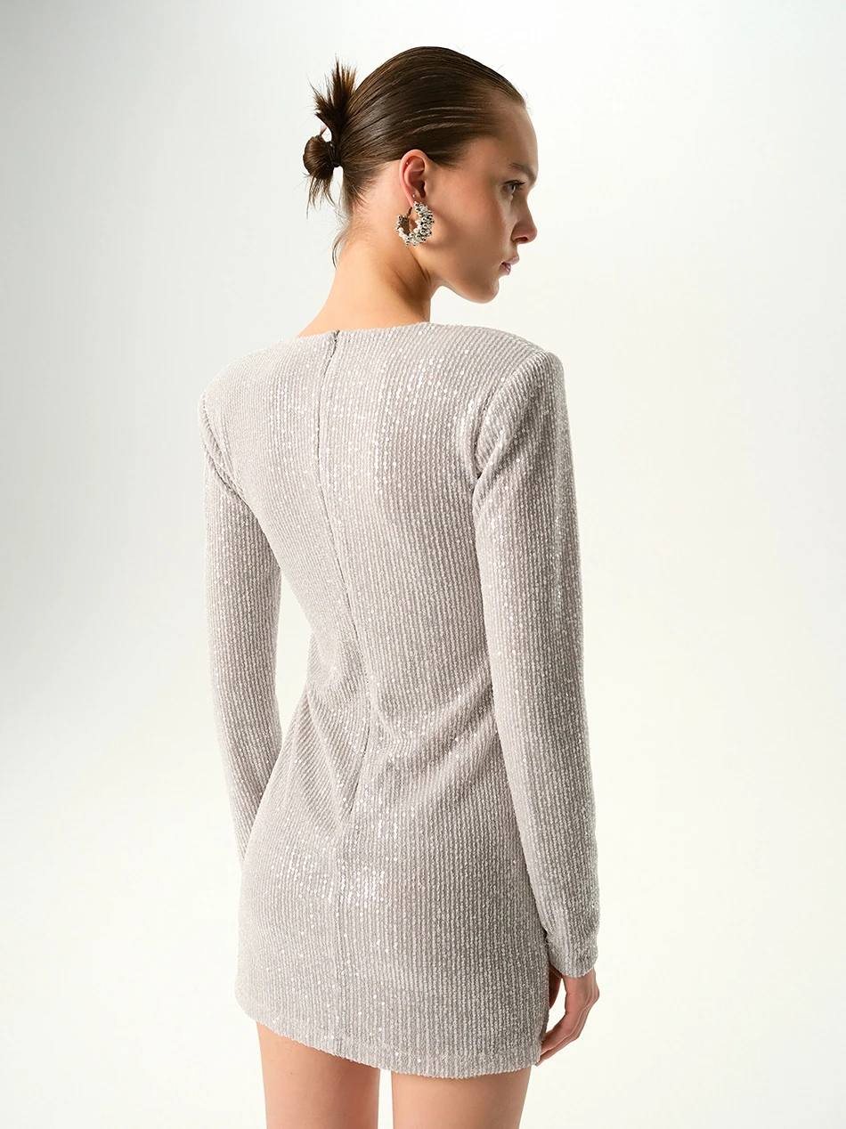 BRIDGET SEQUIN GREY MINI DRESS
