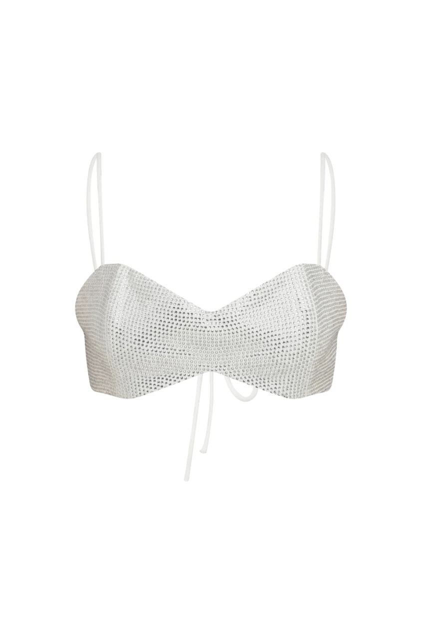 DIANA  CRYSTAL-EMBELLISHED WHITE TOP