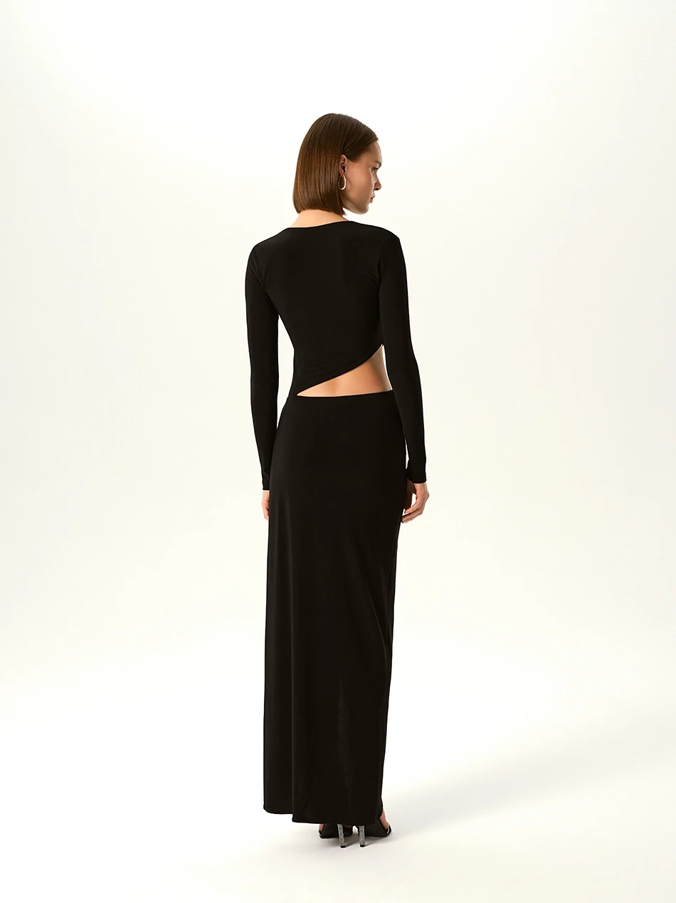 JOLENE CUT-OUT BLACK MIDI DRESS