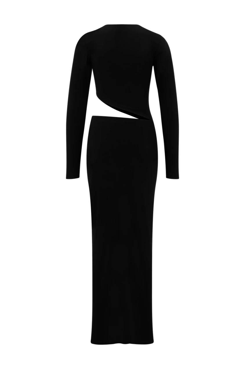 JOLENE CUT-OUT BLACK MIDI DRESS