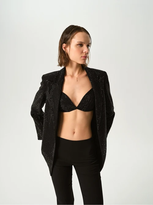 GABRIEL CRYSTAL-EMBELLISHED BLACK JACKET
