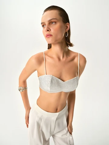 DIANA  CRYSTAL-EMBELLISHED WHITE TOP